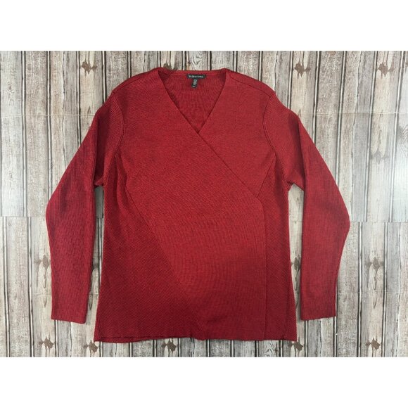 Eileen Fisher knit Wool Open Front Cardigan Sz M color burgundy - Picture 1 of 7